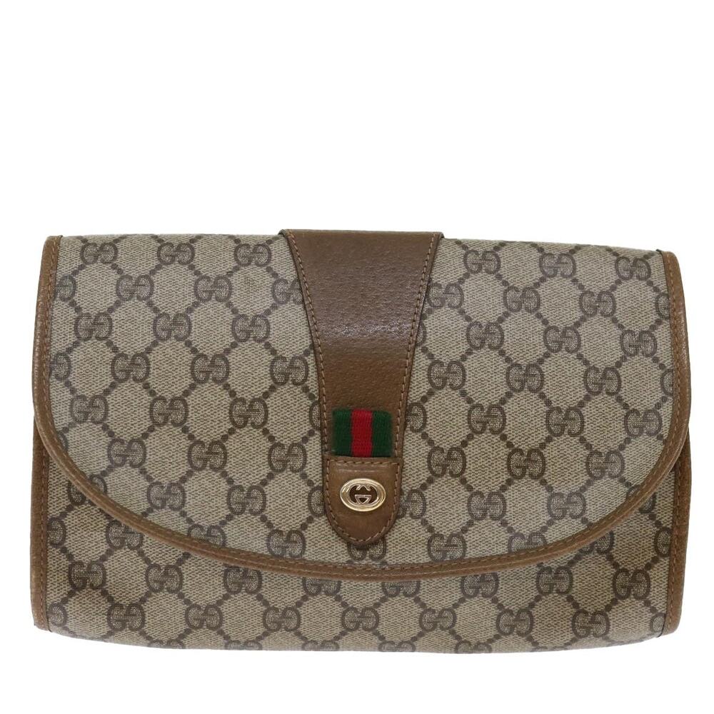 Gucci GG Supreme Web Clutch Bag Beige